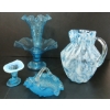 Image 1 : LOT OF 4 - BLUE URANIUM FENTON ART GLASS PCS