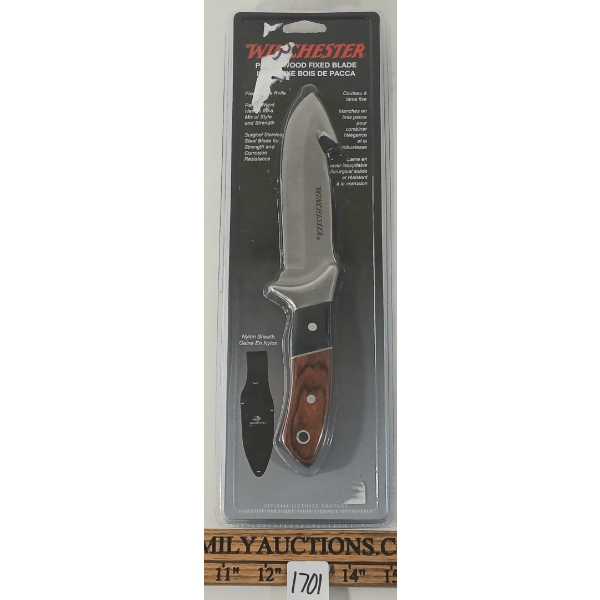 WINCHESTER PAKKA WOOD FIXED BLADE KNIFE W/ SHEATH