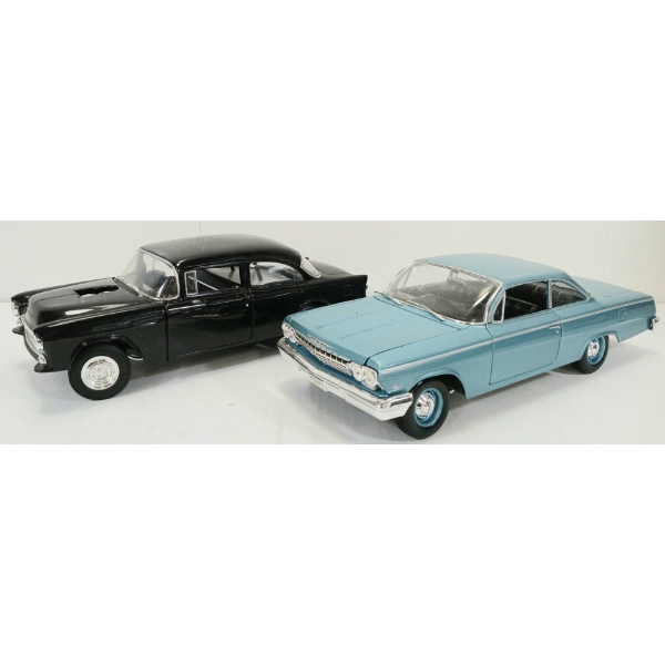 LOT OF 2 - MAISTO DIECAST 1962 CHEVROLET BEL AIR & AMERICAN MUSCLE 1955 CHEVY 150 MODELS