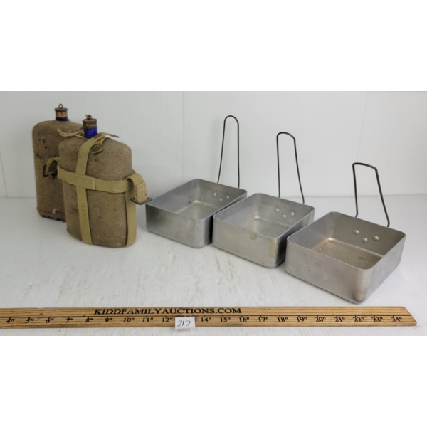 LOT OF 5 - MESS TINS & WATER CANTEENS