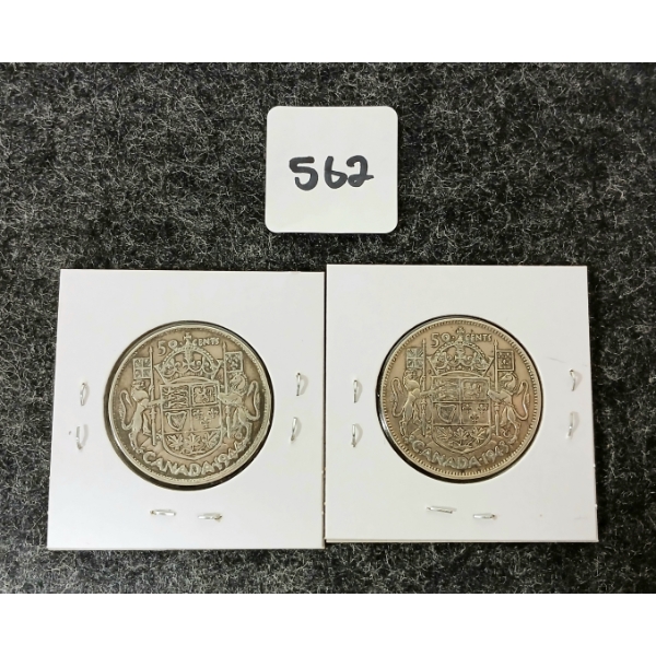 LOT OF 2 - 1943 & 1944 CDN SILVER 50 CENT COINS