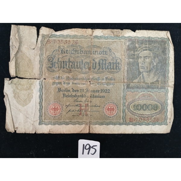 1922 10,000 MARK GERMAN REICHSBANKNOTE
