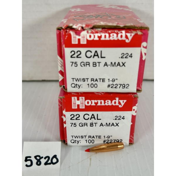 BULLETS: 132X HORNADY .22 CAL - 75 GR POLY TIP