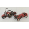 Image 1 : LOT OF 2 - TIN MODEL INDIAN MOTORCYCLE & CLASSIC CAR