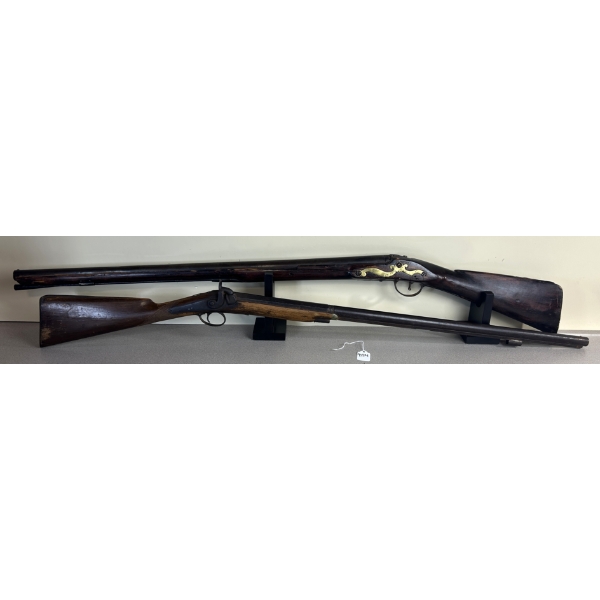 LOT OF 2 - BROWN BESS STYLE PERC & BRITISH MUZZLE LOADER- ANTIQUE CLASS