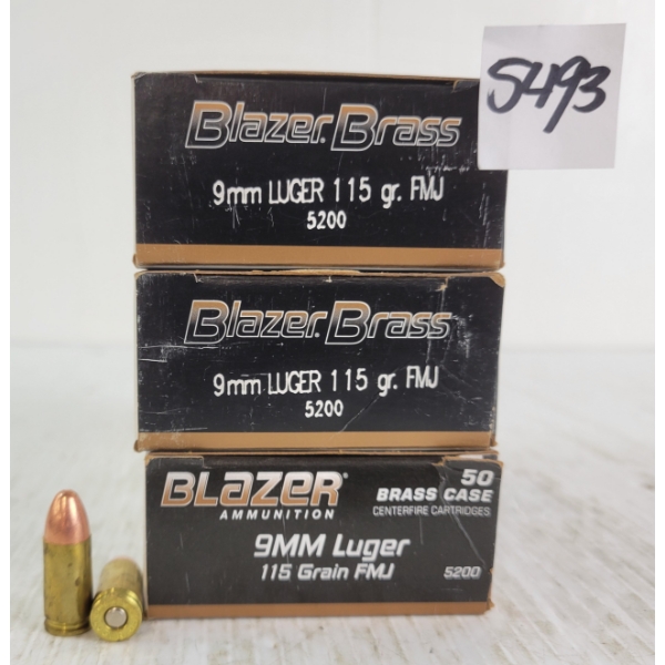 AMMO: 150X BLAZER 9MM - 115GR - FMJ