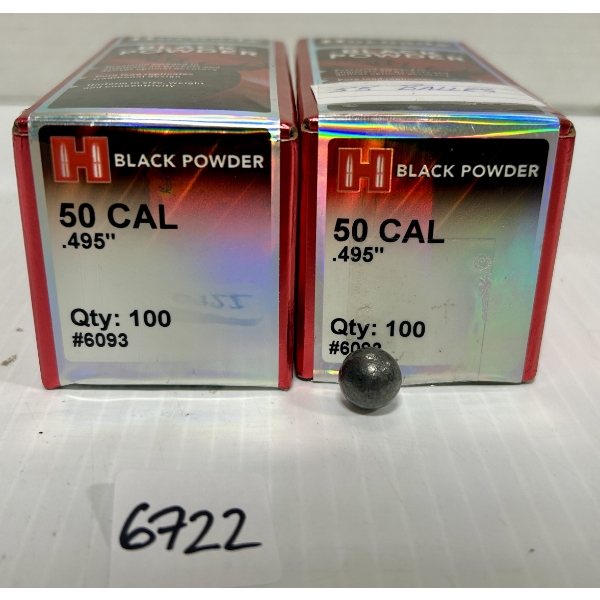 BULLETS: 155X HORNADY .50 CAL (.495 IN) LEAD ROUND BALLS
