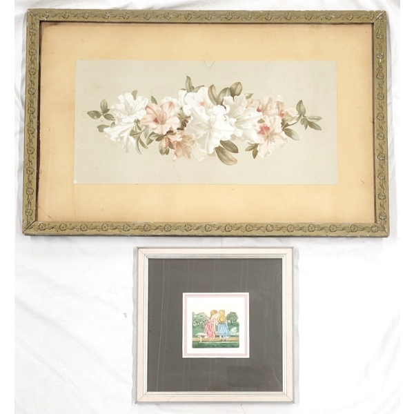 LOT OF 2 - "UN SECRET" & FLORAL STUDY BY BERTHA MCGUIRE - FRAMED PRINTS