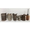 Image 3 : LOT OF 6 - OIL MEASURING CANS & WHITE ROSE BOTTLE