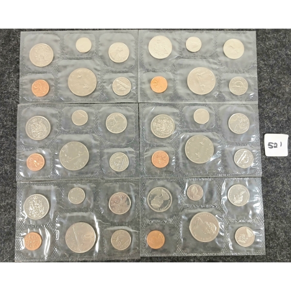 LOT OF 6 - 1969-1983 CDN UNCIRCULATED PROOF SETS