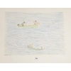 Image 1 : "TWO MOTOR CANOES ON LAKE" BY JACOB IRKOK - PENCIL CRAYON ON PAPER
