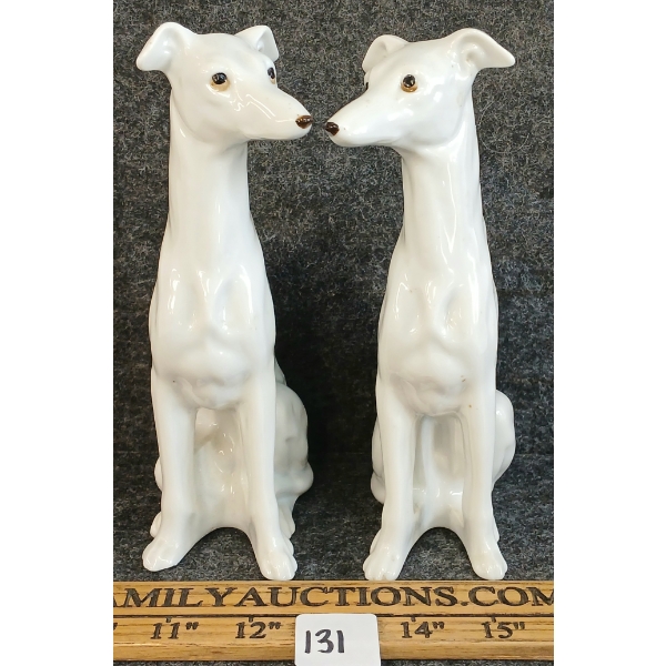 LOT OF 2 - PORCELAIN ITALIAN GREYHOUND FIGURES - MID 20TH CENTURY