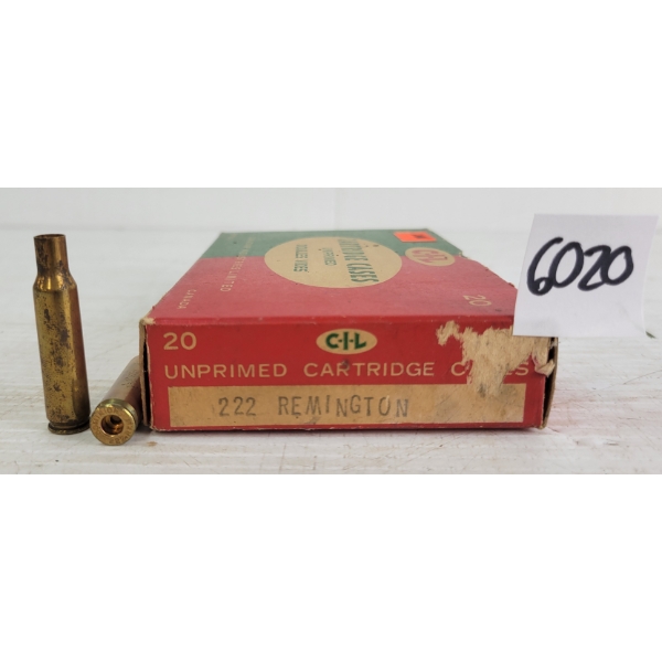 BRASS: 20X CIL .222REM - NEW & UNPRIMED BRASS