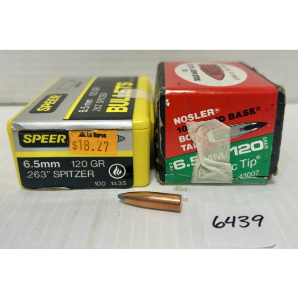 BULLETS: APPROX. 180X SPEER & NOSLER 6.5MM - 120 GR.