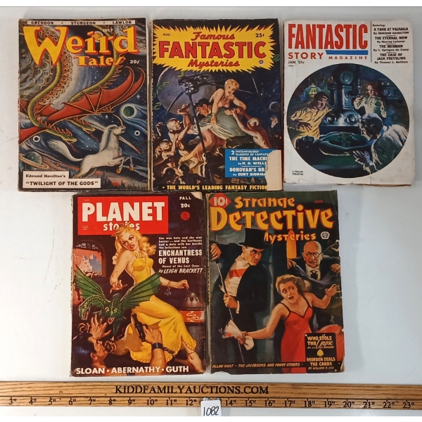 LOT OF 5 - 1948-1953 PULP MAGAZINES - "STRANGED DETECTIVE MYSTERIES", "WEIRD TALES", ETC