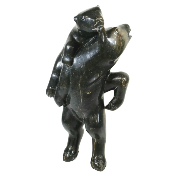 LYNX ATTACKING DEER BY UNKNOWN ARTIST - STONE