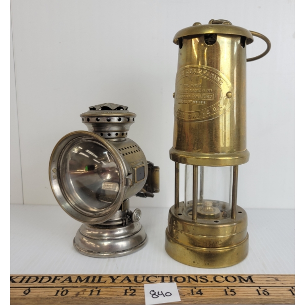 LOT OF 2 - "DIETZ" BICYCLE LAMP & BRITISH COAL MINING LANTERN