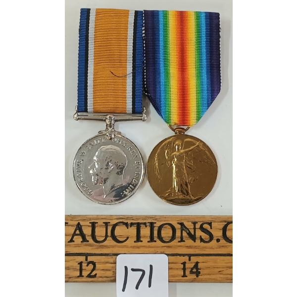 LOT OF 2 - WWI MEDALS - GNR. G.W. BREED C.G.A.