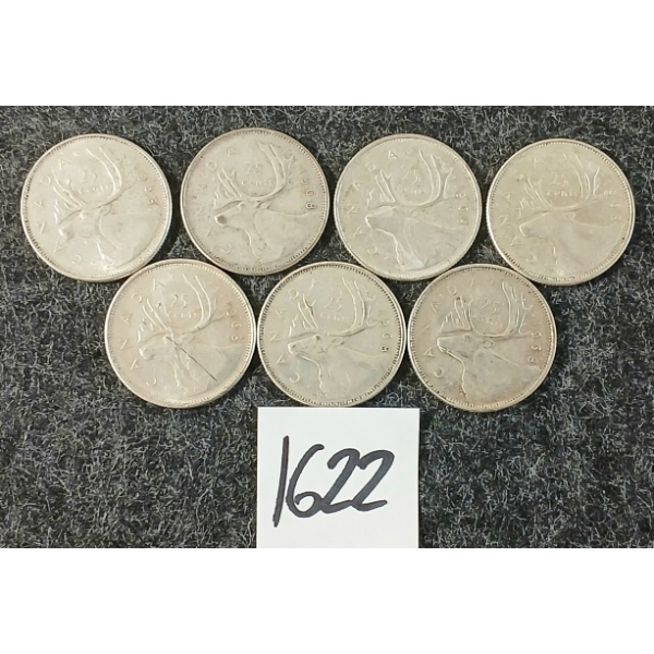 LOT OF 7 - 1968 CDN 25 CENT SILVER COINS