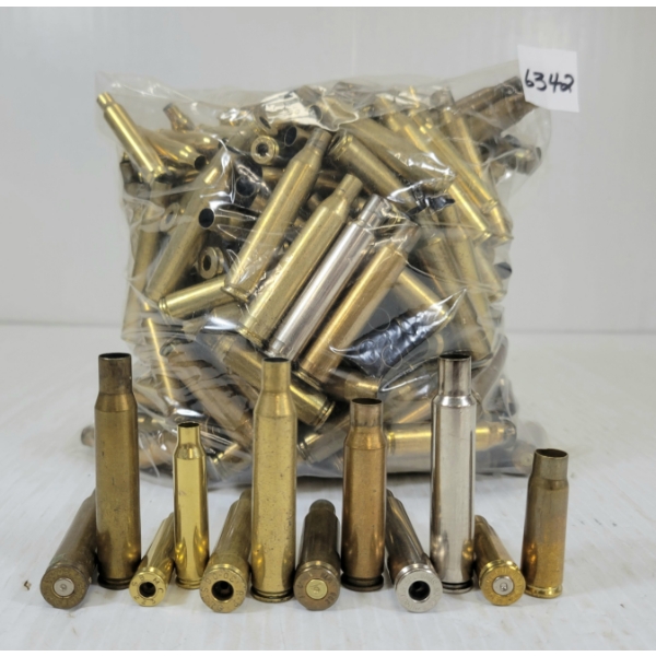BRASS: LARGE QTY OF MISC MIXED BRASS - INCL 7.62X39, .222, ETC - 6LBS 