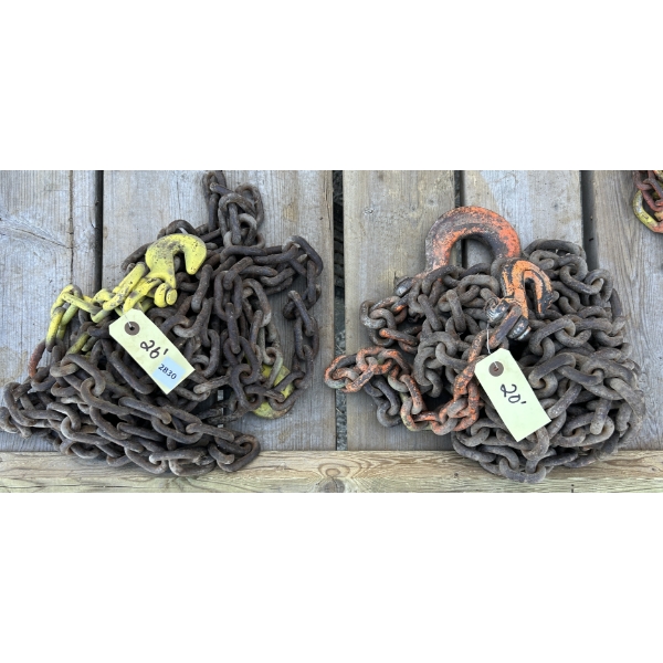 LOT OF 2 - 20 & 26 FOOT TOW CHAINS