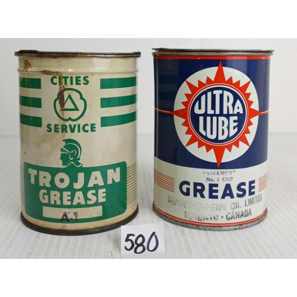 LOT OF 2 - ULTRA LUBE GREASE & CITIES SERVICE TROJAN GREASE LB CANS