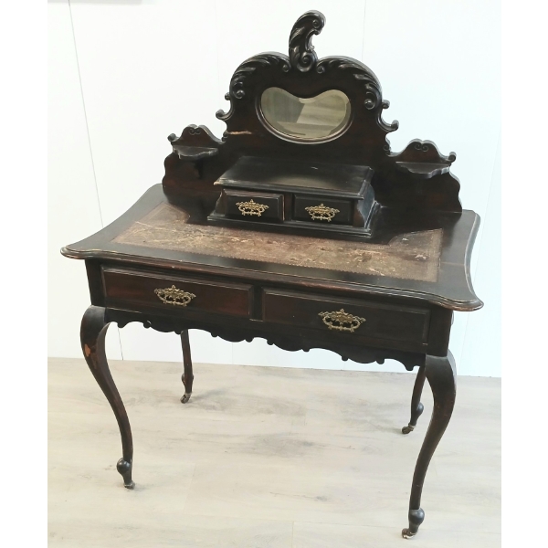 MAHOGANY QUEEN ANN STYLE VANITY - CIRCA 1880-1920's