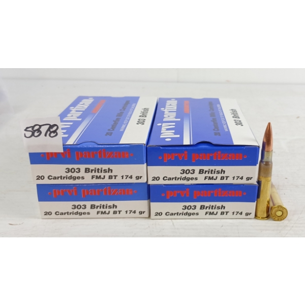 AMMO: 80X PRVI PARTIZAN .303BRIT - 174GR - FMJ