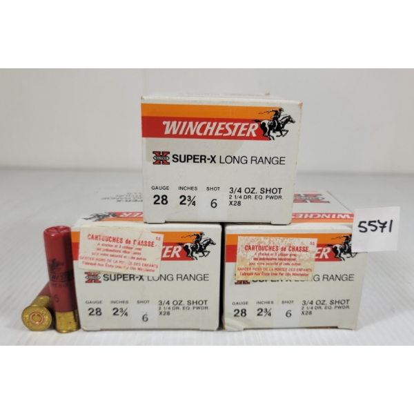 AMMO: 75X WINCHESTER SUPER X LR 28GA - 2 3/4IN - #6 SHOT