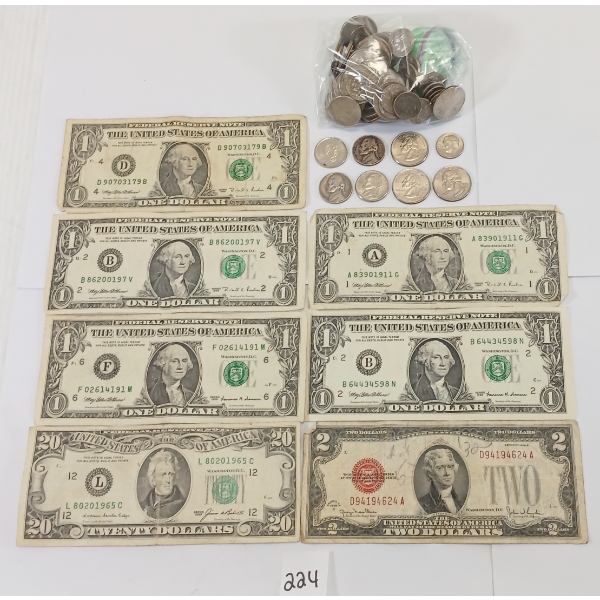 QTY OF U.S. CURRENCY - INCL 1928 SERIES $2 BANKNOTE