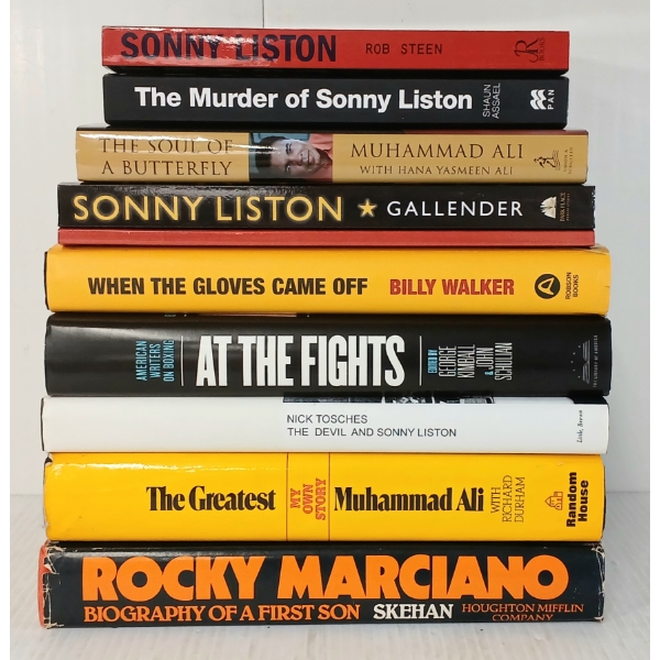 LOT OF 10 - BOXING BOOKS - "WHEN THE GLOVES CAME OFF", "THE DEVIL & SONNY LISTON", ETC