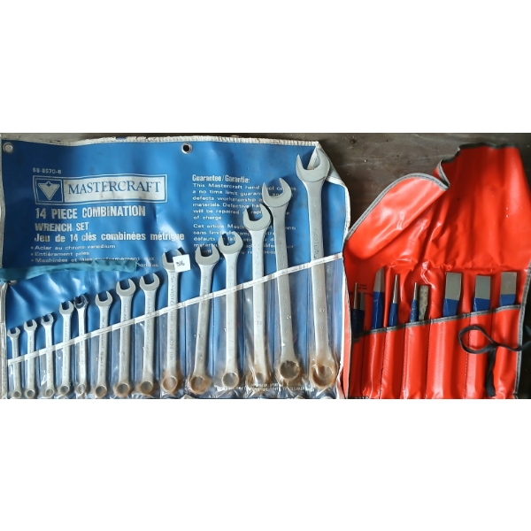 LOT OF 2 - MASTERCRAFT 14 PC METRIC WRENCH SET & 9 PC CHISEL SET