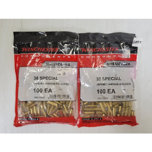 BRASS: 200X WINCHESTER .38 SPL - UNPRIMED - SEALED 
