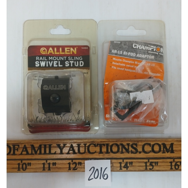 LOT OF 2 - CHAMPION AR-15 BIPOD ADAPTOR & ALLEN RAIL MOUNT SLING SWIVEL STUD