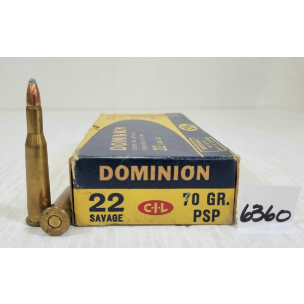 AMMO: 20X CIL DOMINION .22 SAV - 70GR - SP - COLLECTIBLE BOX