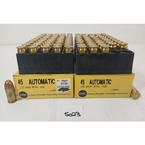 AMMO: 100X UMC .45 AUTO - 230GR - RN