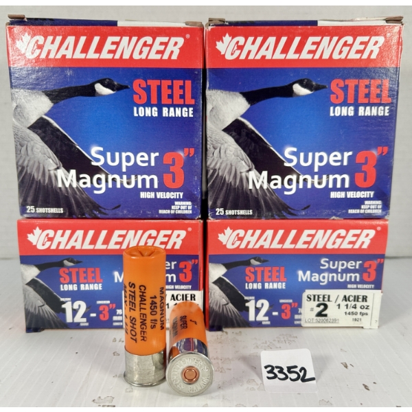 AMMO: 100X CHALLENGER 12 GA 3 IN - #2 STEEL