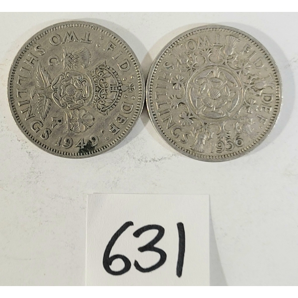 LOT OF 2 - 1949 & 1956 BRITISH SILVER FLORINS