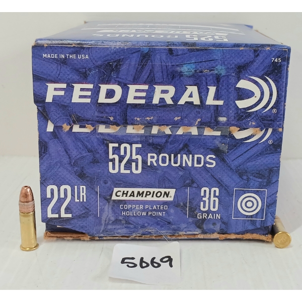 AMMO: APPROX 525X FEDERAL CHAMPION .22 LR - 36GR - HP