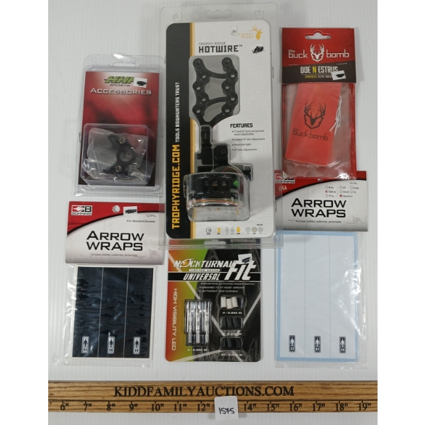 LOT OF 6 - TROPHY RIDGE HOTWIRE SIGHT, LIGHTED NOCKS, HHA TLT-BRIDGE, ETC