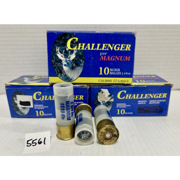AMMO: 30X CHALLENGER 12 GA 2-3/4IN RIFLED SLUGS 
