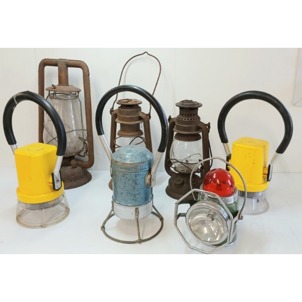 LOT OF 7 - ELECTRIC & KEROSENE LANTERNS - FEURHAND, STARLITE 292, G.S.W., ETC