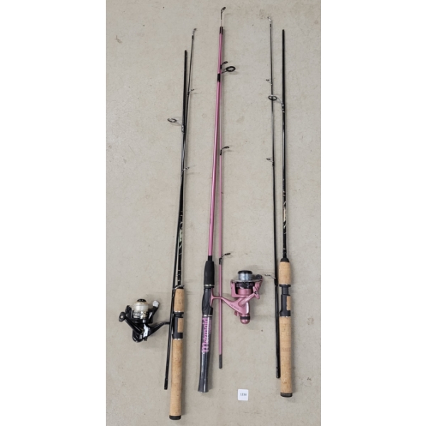 LOT OF 3 - SPIDER STINGER & FISHERGIRL MERMAID FISHING RODS