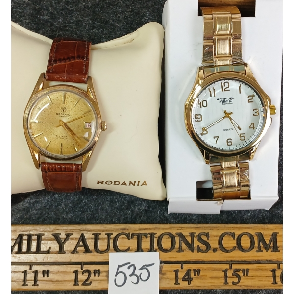 LOT OF 2 - RODANIA OF SWITZERLAND & MILANO EXPRESSIONS WRISTWATCHES W/ CASES