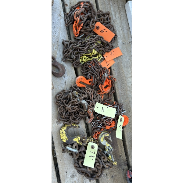 LOT OF 6 - TOW CHAINS - 6 TO 11 FOOT