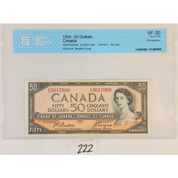 1954 CDN $50 BANKNOTE - CCCS GRADED