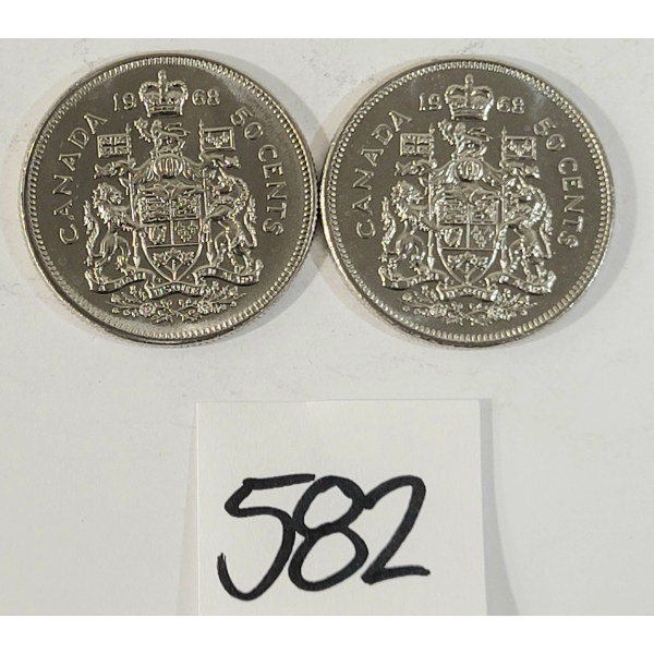 LOT OF 2 - 1968 CDN 50 CENT COINS