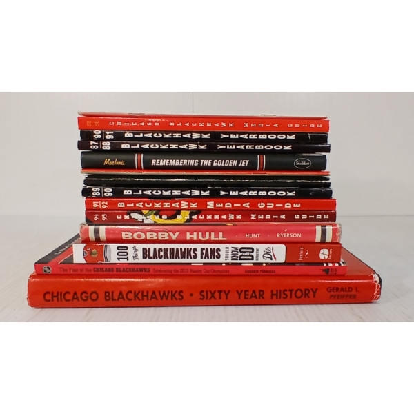 LOT OF 14 - CHICAGO BLACK HAWKS HOCKEY PROGRAMS & BOOKS