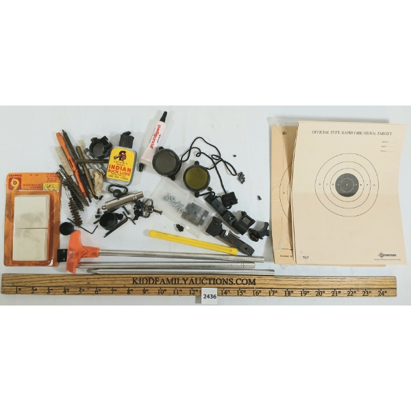 JOB LOT - WEAVER 1IN SCOPE RINGS, SHOTGUN CLEANING ROD, BORE JAGS, ETC 