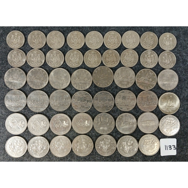QTY OF 1968-1986 CDN 50 CENT COINS & DOLLARS